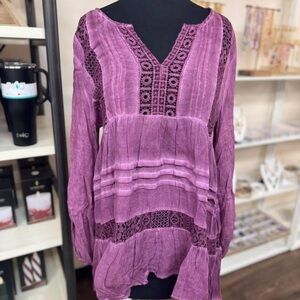 Women's Purple Lace Detail Top